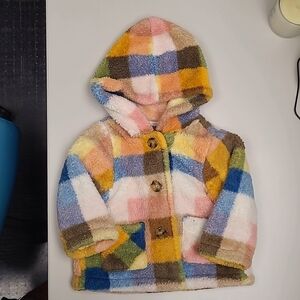 Little Me fuzzy plaid jacket